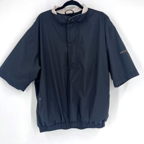 FJ FootJoy DryJoys Mens Black Short Sleeve 1/2 Zip Windbreaker Jacket Size Large - Picture 1 of 12